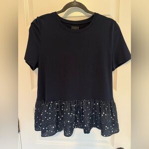 Kate Spade Navy Blue Peplum Short Sleeve Top